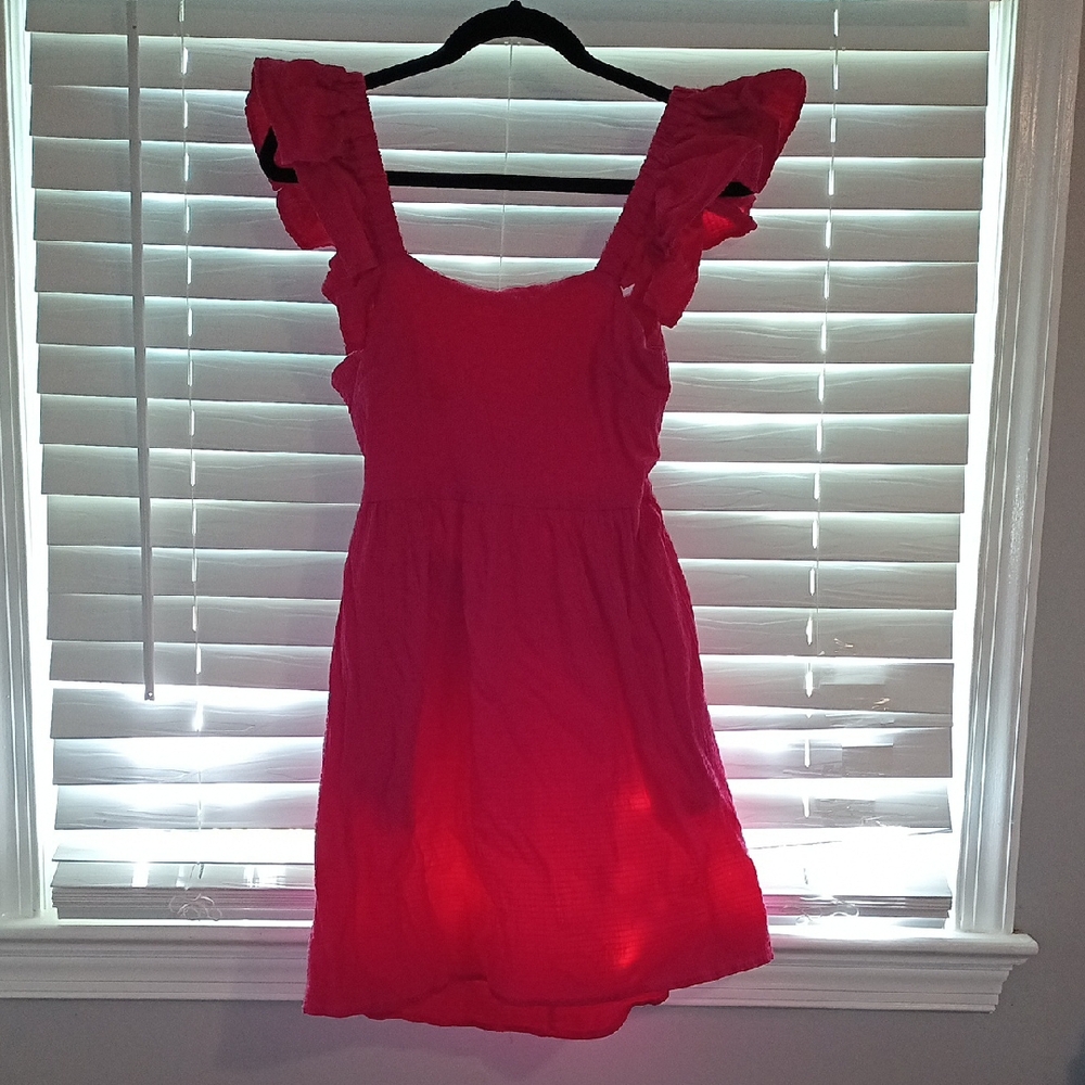 Red Ruffled Sleeve Dress